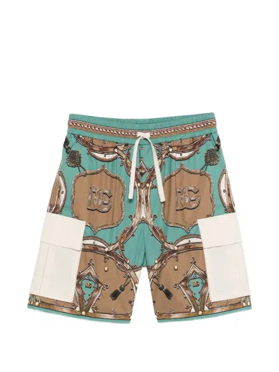 Dolce & Gabbana Kids' Cargo Patterned Shorts In Green