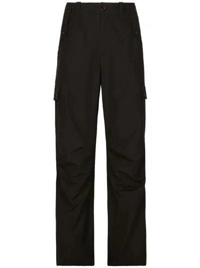 DOLCE & GABBANA CARGO-POCKET LOGO-PLAQUE COTTON TROUSERS