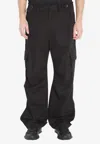 Dolce & Gabbana Adjustable Waistband Cargo Pants With Drawstring In Black