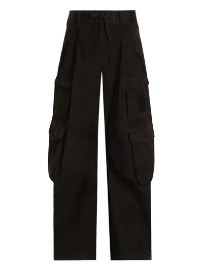 Dolce & Gabbana Adjustable Waistband Cargo Trousers With Drawstring In Black
