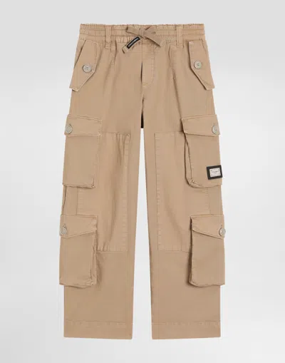 Dolce & Gabbana Kids' Cargo Trousers In Nude