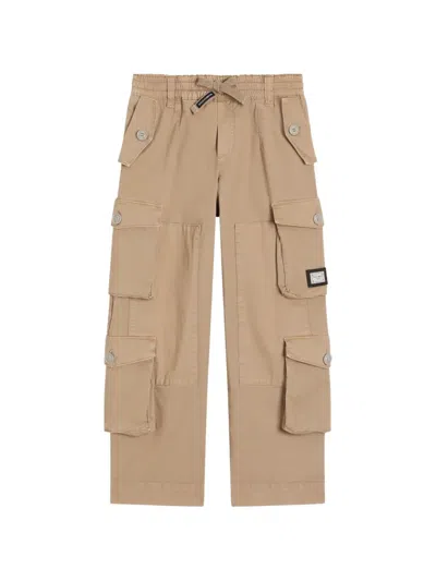 Dolce & Gabbana Kids' Cargo Trousers In Brown