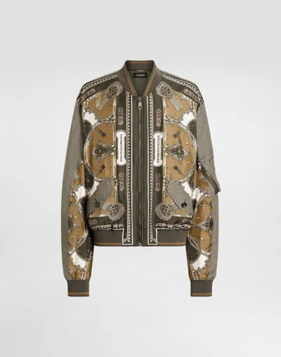 Dolce & Gabbana Cargo-print Oversized Twill Bomber Jacket In Multi