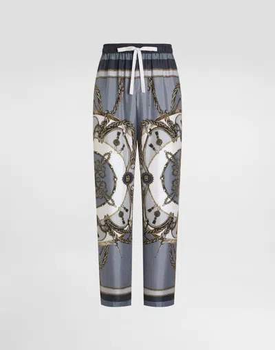 Dolce & Gabbana Cargo-print Vanity Silk Twill Trousers In Multi