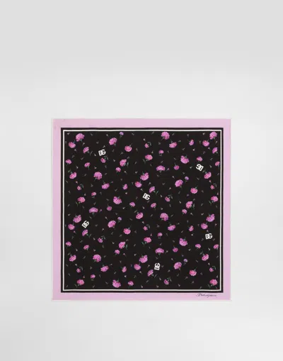 Dolce & Gabbana Carnation-print Silk Twill Scarf 50x50 In Multi