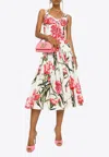 Dolce & Gabbana Carnation Print Stretched Bustier Top In Multicolor