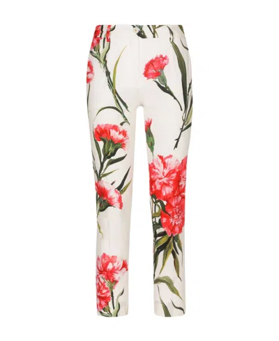 DOLCE & GABBANA CARNATION PRINTED TROUSERS