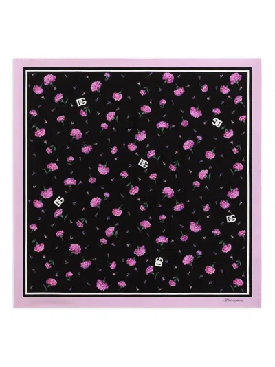 Dolce & Gabbana Carnations-print Scarf In Black