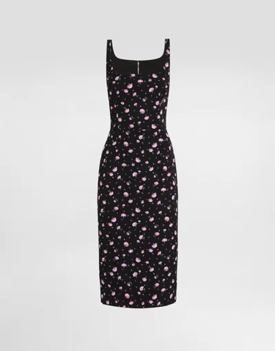 Dolce & Gabbana Carnations-print Sheath Dress In Multi