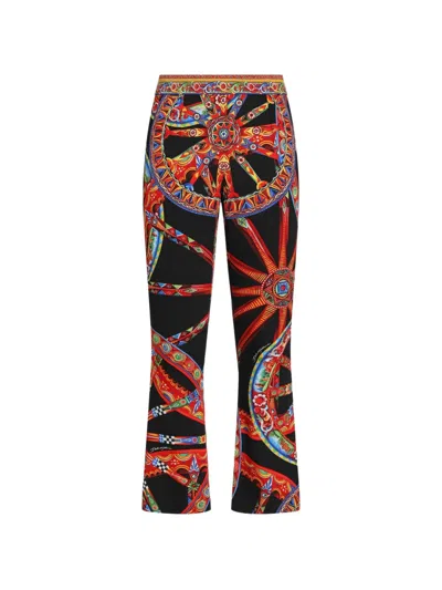 Dolce & Gabbana Carretti Silk Trousers Cropped Flared Kate In Multi