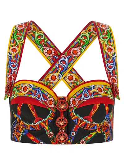 Dolce & Gabbana Embroidered Cotton Poplin Blouse In Multi