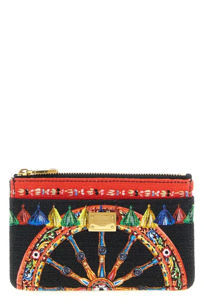 Dolce & Gabbana Carretto-print Canvas Card Holder In Multi