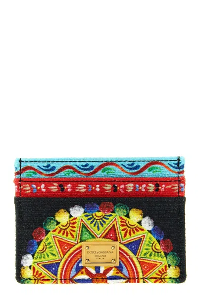 Dolce & Gabbana Carretto-print Canvas Card Holder In Multi