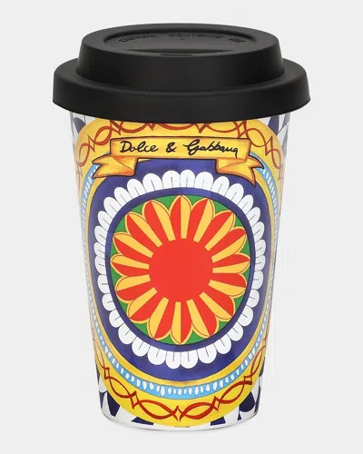 Dolce & Gabbana Carretto Ceramic Travel Mug In Multi