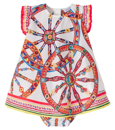 Dolce & Gabbana Carretto Cotton Jersey Dress And Bloomers Set In Multi