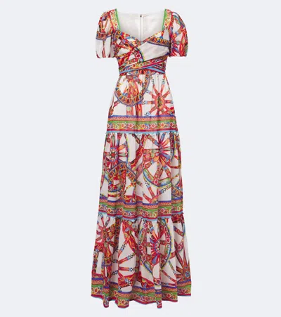 Dolce & Gabbana Carretto Cotton Maxi Dress In Multicoloured