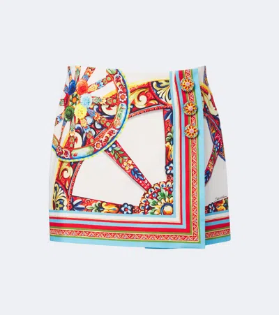 Dolce & Gabbana Carretto Cotton-blend Miniskirt In Multicoloured