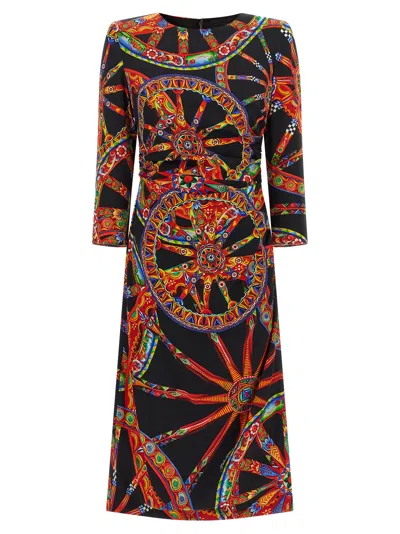 Dolce & Gabbana Carretto Print Charmeuse Dress In Multi