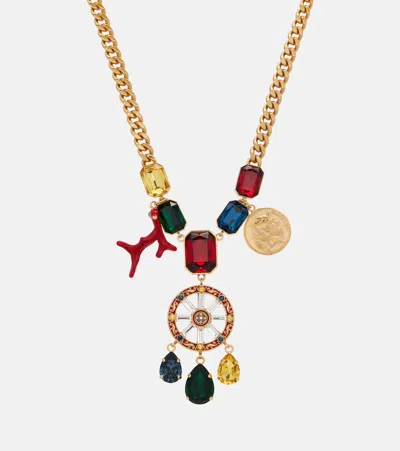 Dolce & Gabbana Carretto Embellished Pendant Necklace In Gold
