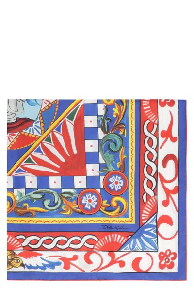Dolce & Gabbana Printed Silk-twill Shawl In Muticolor