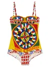 Dolce & Gabbana Carretto-print One-piece Swimsuit In Multi