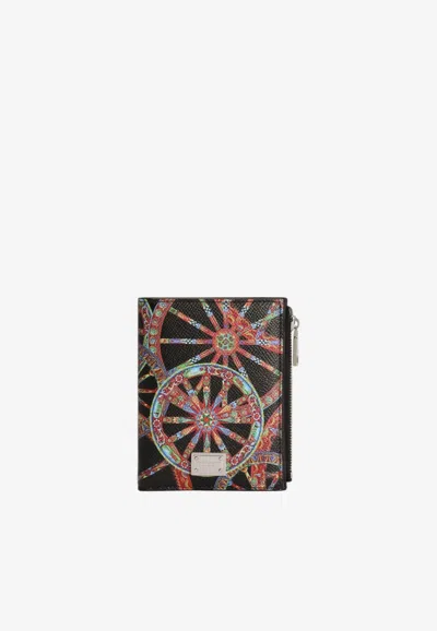 Dolce & Gabbana Carretto Print Calfskin Wallet In Multicolor