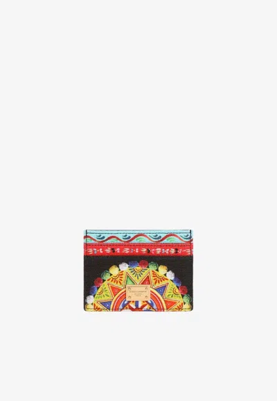 Dolce & Gabbana Carretto Print Canvas Cardholder In Multicolor