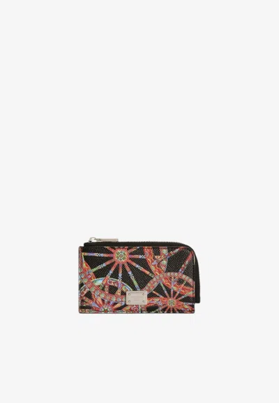 Dolce & Gabbana Carretto Print Cardholder In Calfskin In Multicolor