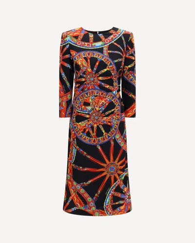 Dolce & Gabbana Carretto Print Charmeuse Dress In Multi