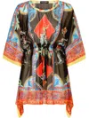 Dolce & Gabbana Silk-chiffon Carretto Print Kaftan In Schwarz
