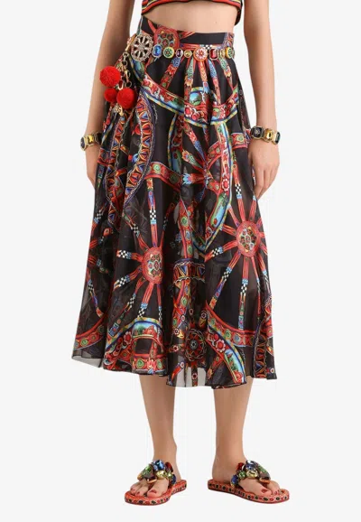 Dolce & Gabbana Carretto Print Circle Midi Skirt In Multi