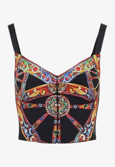 Dolce & Gabbana Carretto Print Corset Top In Multi