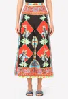 Dolce & Gabbana Carretto Print Cotton Culotte Pants In Multicolor