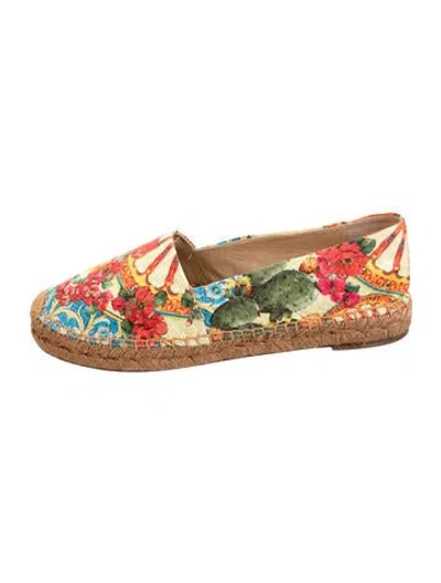 Pre-owned Dolce & Gabbana Carretto Print Espadrilles In Yellow