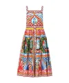 Dolce & Gabbana Carretto Print Cotton Poplin Midi Dress In Multicolor