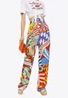 DOLCE & GABBANA CARRETTO-PRINT FLARED PANTS
