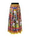 Dolce & Gabbana Carretto Print Pleated Silk Twill Midi Skirt In Multicolor