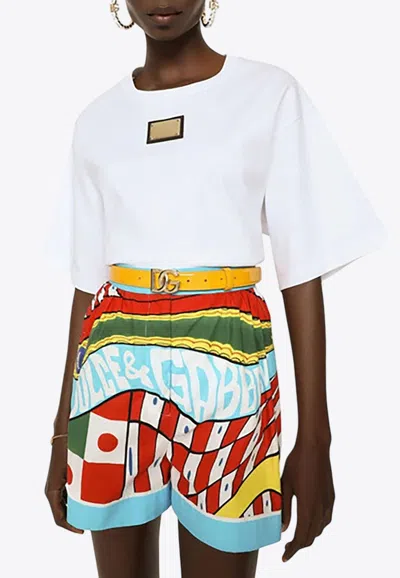 Dolce & Gabbana Sicilian Carretto-print Cotton Shorts In Multi