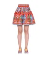 Dolce & Gabbana Gathered Printed Cotton-poplin Mini Skirt
