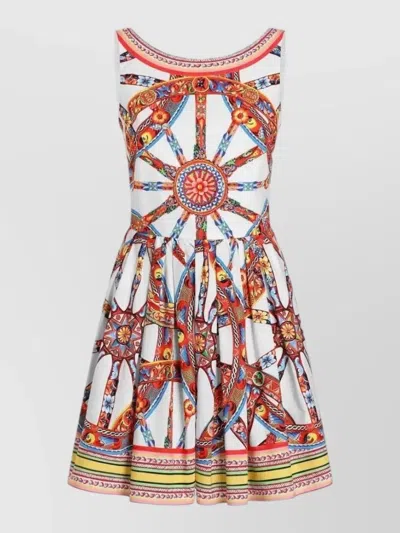 Dolce & Gabbana Carretto Print Poplin Midi Dress Corset