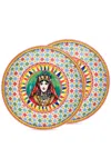 Dolce & Gabbana Carretto-print Porcelain Soup Plates (set Of 2) In Blue