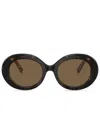 Dolce & Gabbana Carretto-print Round-frame Sunglasses In Braun