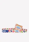 DOLCE & GABBANA CARRETTO PRINT RUBBER BEACH SLIDES