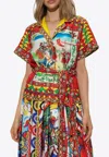Dolce & Gabbana Carretto Print Short-sleeved Belted Shirt