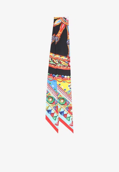 Dolce & Gabbana Carretto Print Silk Bandeau Scarf In Multi