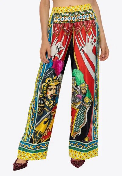 Dolce & Gabbana Carretto Print Silk Pajama Pants
