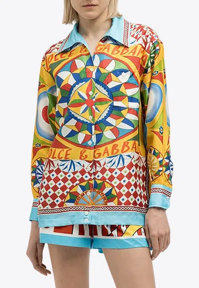 Dolce & Gabbana Carretto-print Silk Shirt In Multicolor