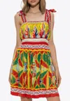 Dolce & Gabbana Mini Dress With Carretto Print In Chiffon