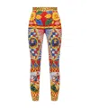 Dolce & Gabbana Carretto-print Stretch-silk Leggings In Multicolor