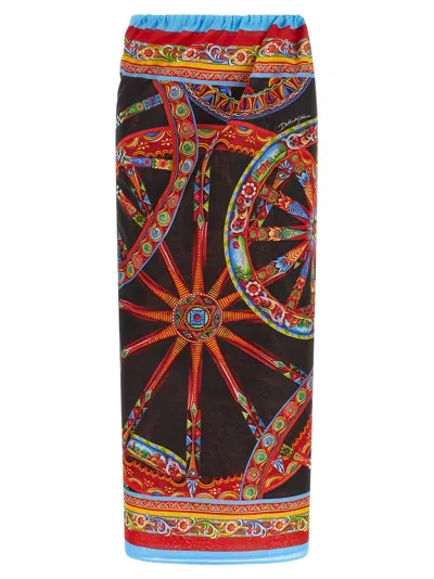 Dolce & Gabbana Carretto Motif Sarong Skirt Summer Style In Multi
